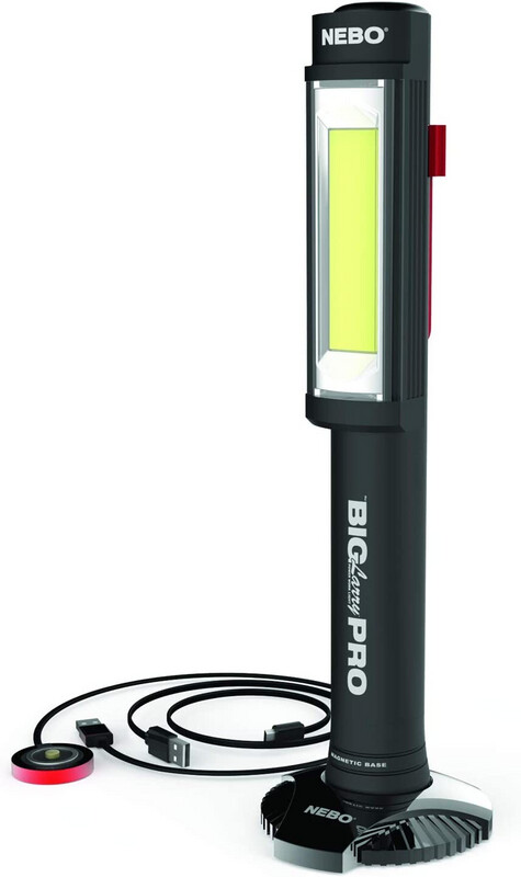 NEBO Big Larry PRO Flashlight, High Power 500 Lumen Work Light, Red Hazard Flasher, Fully Rechargeable, Water and Impact Resistant, Black