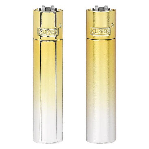 Silver-Gold Gradient Metal Clipper Lighter In Gift Tin