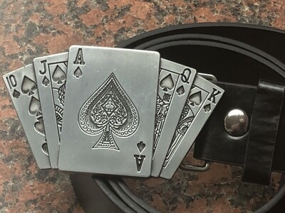 Royal Flush Cards Buckle with Belt poker gambling