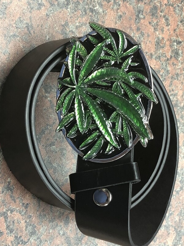 Marijuana Cannabis Leaves metal Buckle with belt