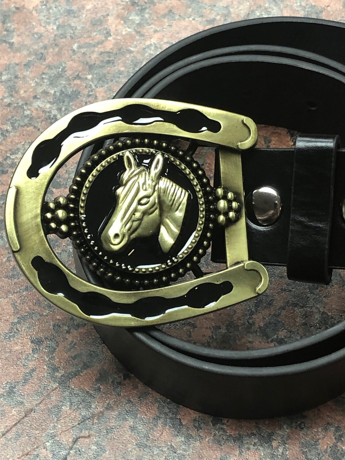 Horse Shoe Buckle with belt equestrian lucky horseshoe