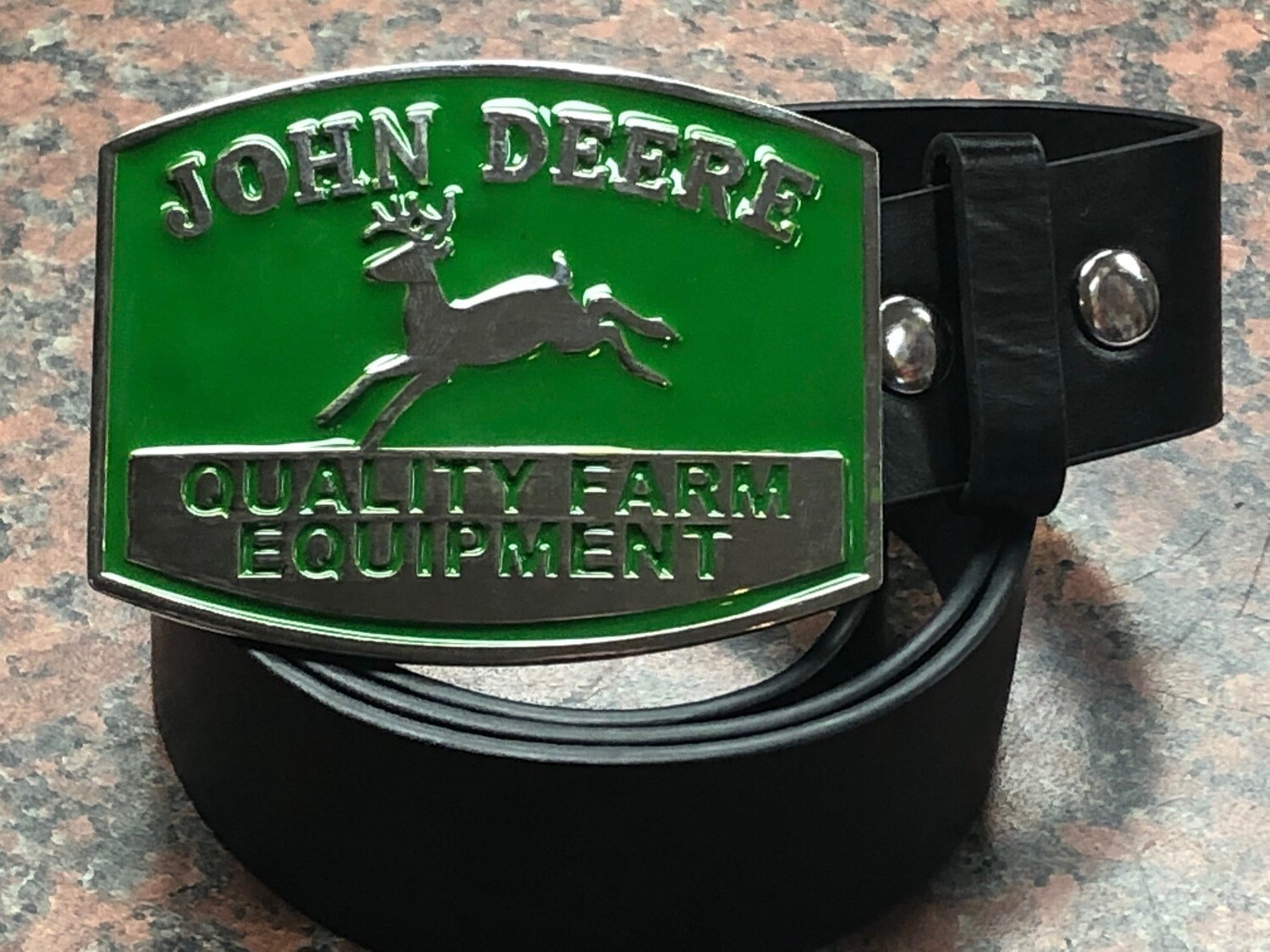 John Deere Logo Buckle with belt Quality Farm Equipment green