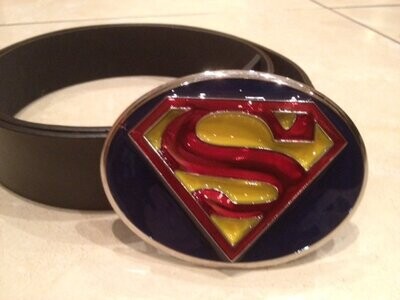 Superman Classic blue Logo Buckle with belt oval