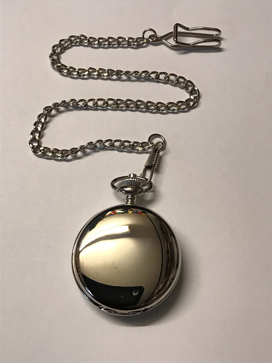 Chrome Wind-Up Pocket Watch with Visible Gears. Battery Free, Gift Box, Steampunk Design.