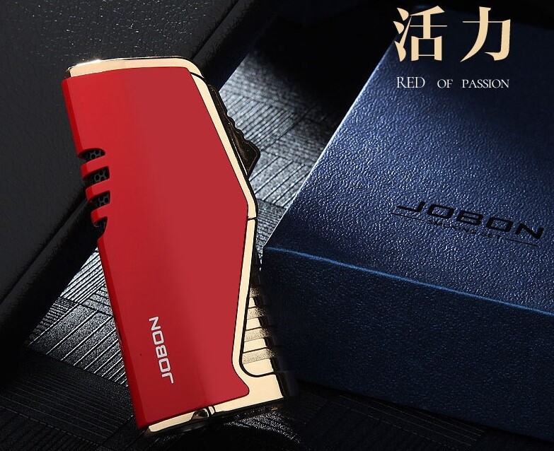 RED Jet 3 Flame Metal JOBON Lighter In Gift Box NEW