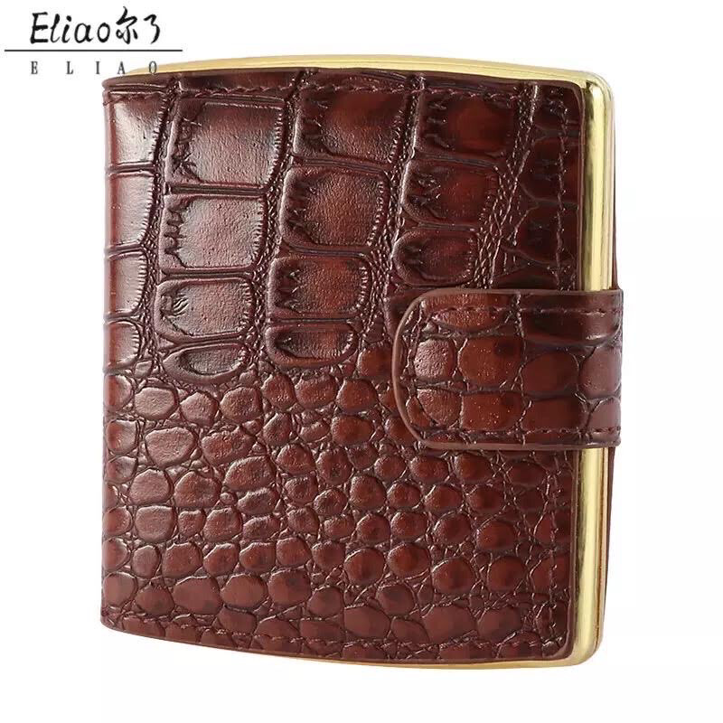 Metal And Leather Cigarette Case with Gift Box, Tan Leather 