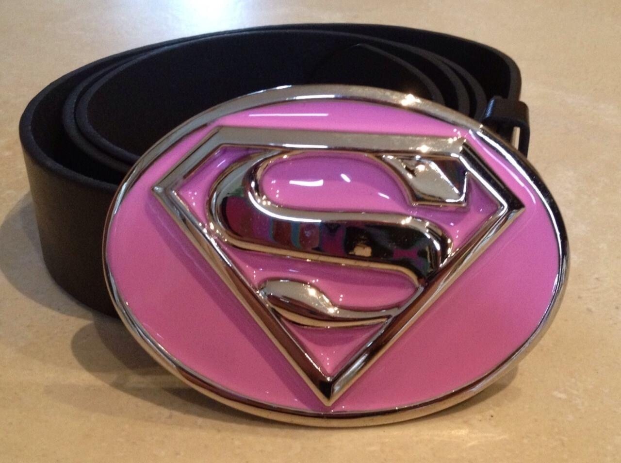 Supergirl Logo Buckle with belt pink Superman oval