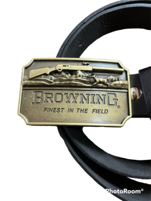 BROWNING buckle with belt ' finest in the field ' Hunting logo