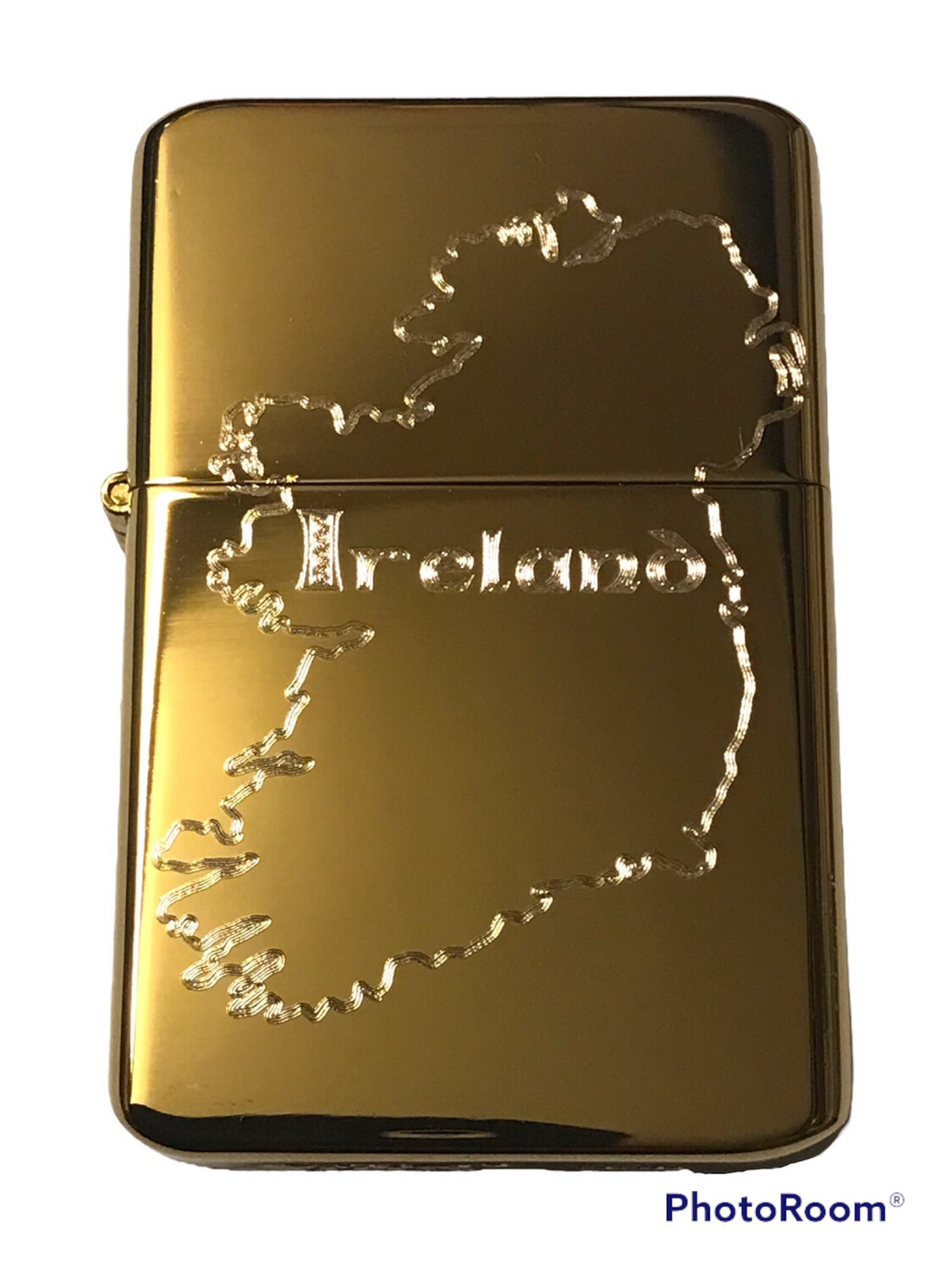 Ireland Refillable Lighter In Polished Brass/Gold Finish, comes with gift box
