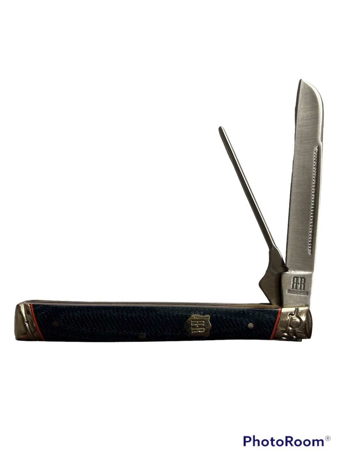 Rough Ryder Pipe Doctor Pocket Knife with denim micarta handles