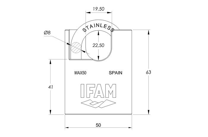 IFAM MAX50  Marine Padlock KEYED ALIKE 50mm stainless steel