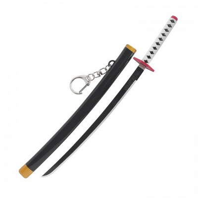 22cm Manga/anime Style Katana Keychain With Sword Stand and Sheath - Black + White + Red
