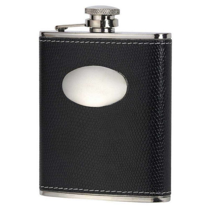 7oz Faux Leather Hip Flask Gift Set - with gift box, funnel and shot glasses