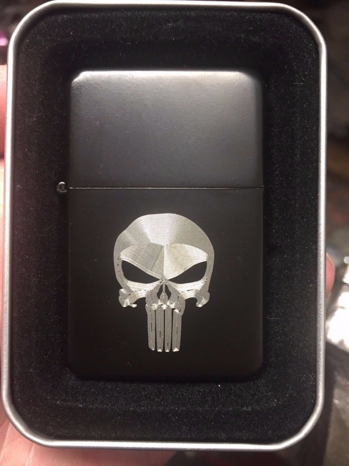 PUNISHER Skull large logo Lighter, Matte Black Finish