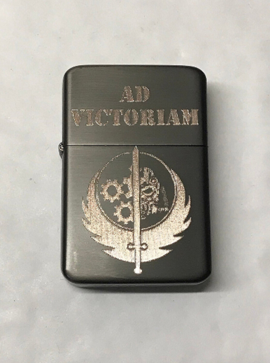 Fallout BROTHERHOOD OF STEEL Ad Victoriam Lighter, Gunmetal Grey Finish