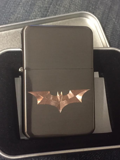 Batman DARK KNIGHT Logo Lighter, Polished Black Finish