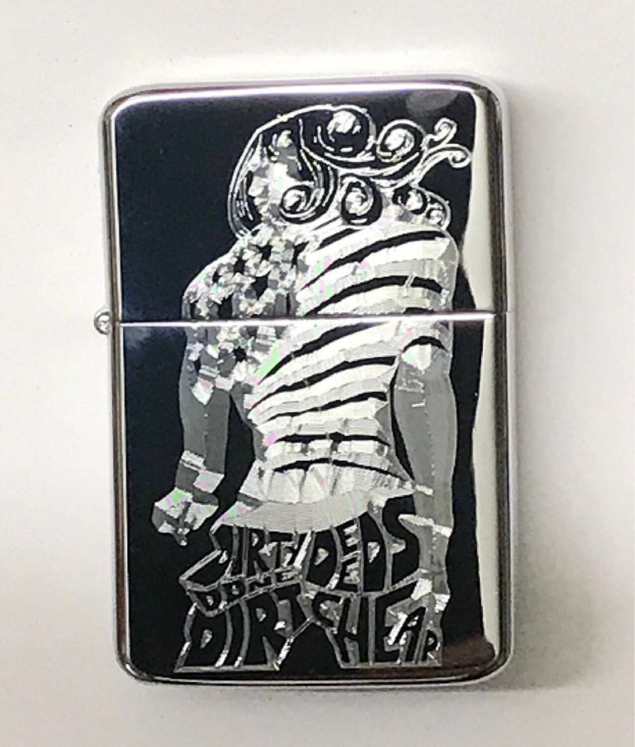 Jojo’s Bizarre Adventure D4C Funny Valentine Lighter, Polished Silver/Chrome Finish
