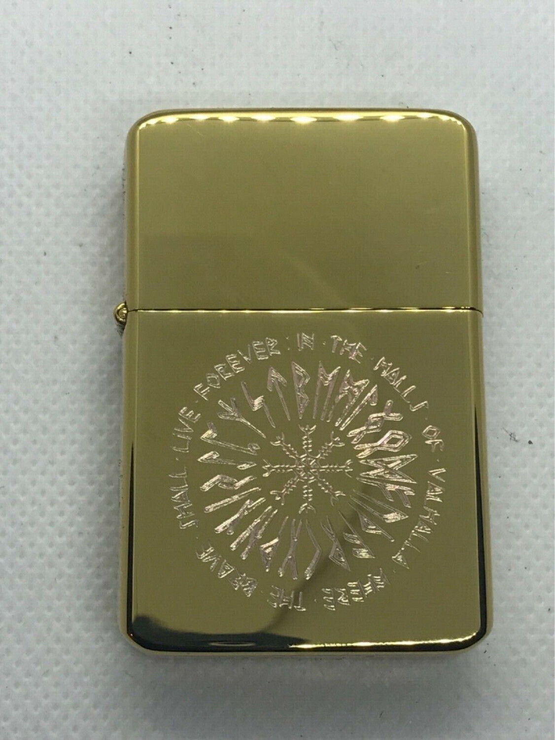 “Viking Compass” Rune Circle Lighter, Polished Gold Finish