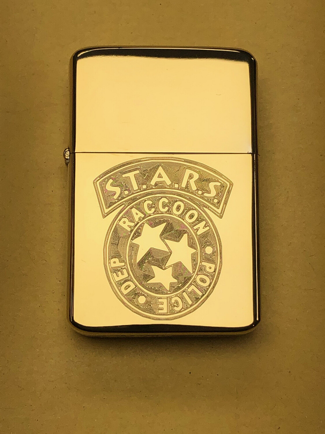 Resident Evil S.T.A.R.S. Lighter, Polished Gold / Brass Finish