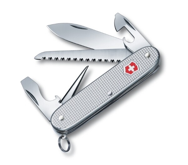 Victorinox Swiss Army Knife - FARMER - Silver Alox with wood saw