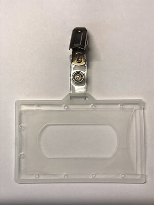 Clear Plastic ID Holder With Clip For Lanyards