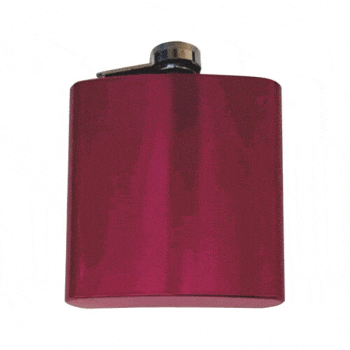 6oz Polished Pink Hip Flask with Gift Box and Funnel