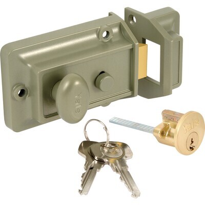 YALE Traditional Night latch Door Lock 77 with Brass Rim Cylinder