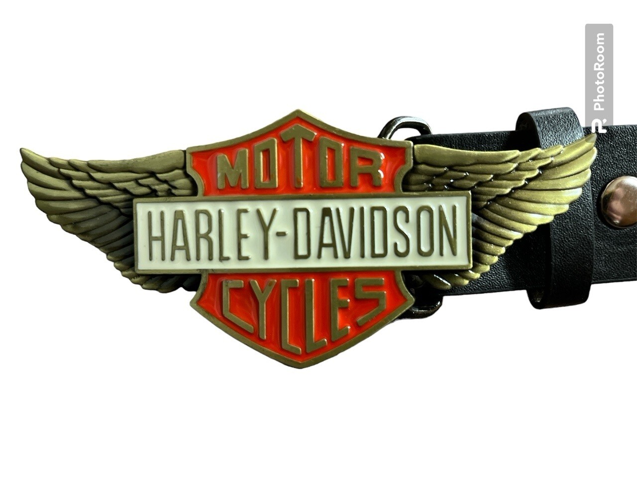 Harley Davidson Motorcycles  Logo Buckle with belt gold wing