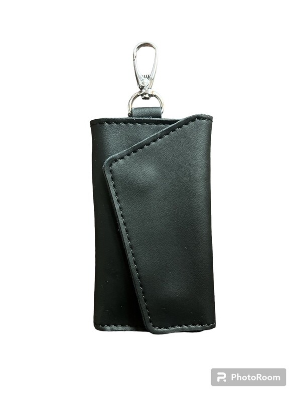 KEY PURSE Wallet Black soft Leather 6 Hooks inside