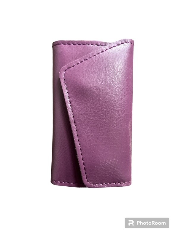 KEY PURSE Wallet Purple soft Leather 6 Hooks inside