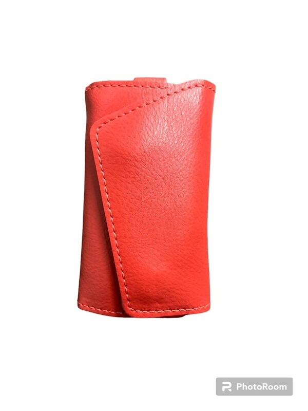 KEY PURSE Wallet Red soft Leather 6 Hooks inside