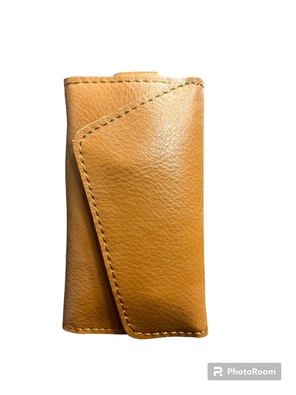 KEY PURSE Wallet Brown soft Leather 6 Hooks inside