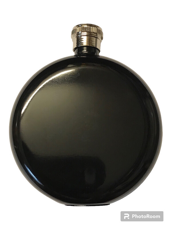 5oz Round Polished Black Hip Flask