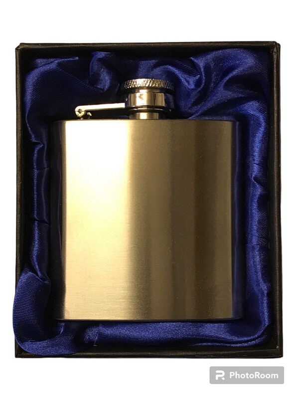 3oz Small Brushed Chrome Hip Flask with Gift Box