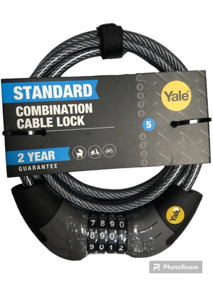 YALE - Standard Combination Cable Lock For Bikes, Scooters, Motorbikes, Etc.