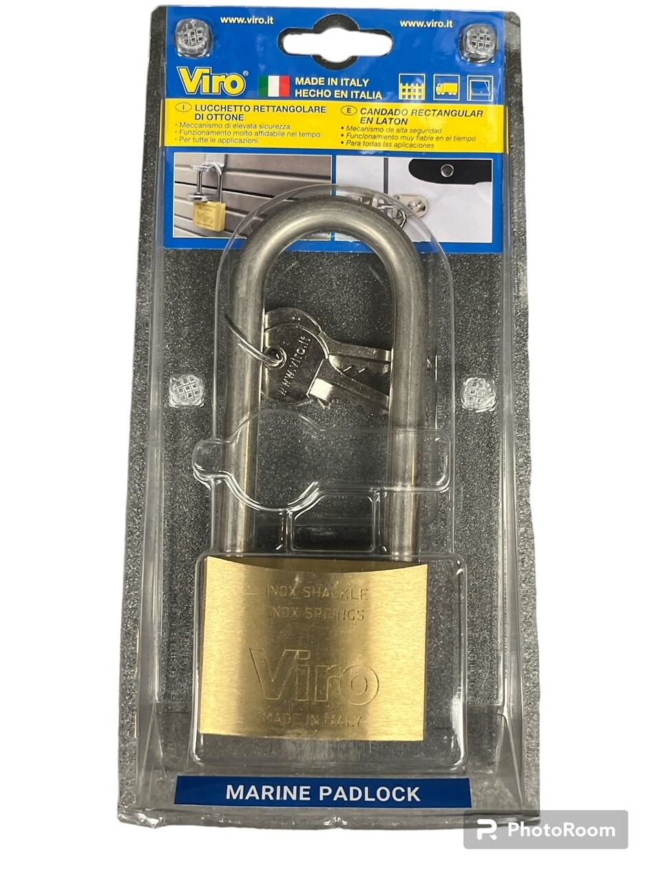 VIRO 60mm Marine Long Shackle Padlock Rust Proof Stainless Steel