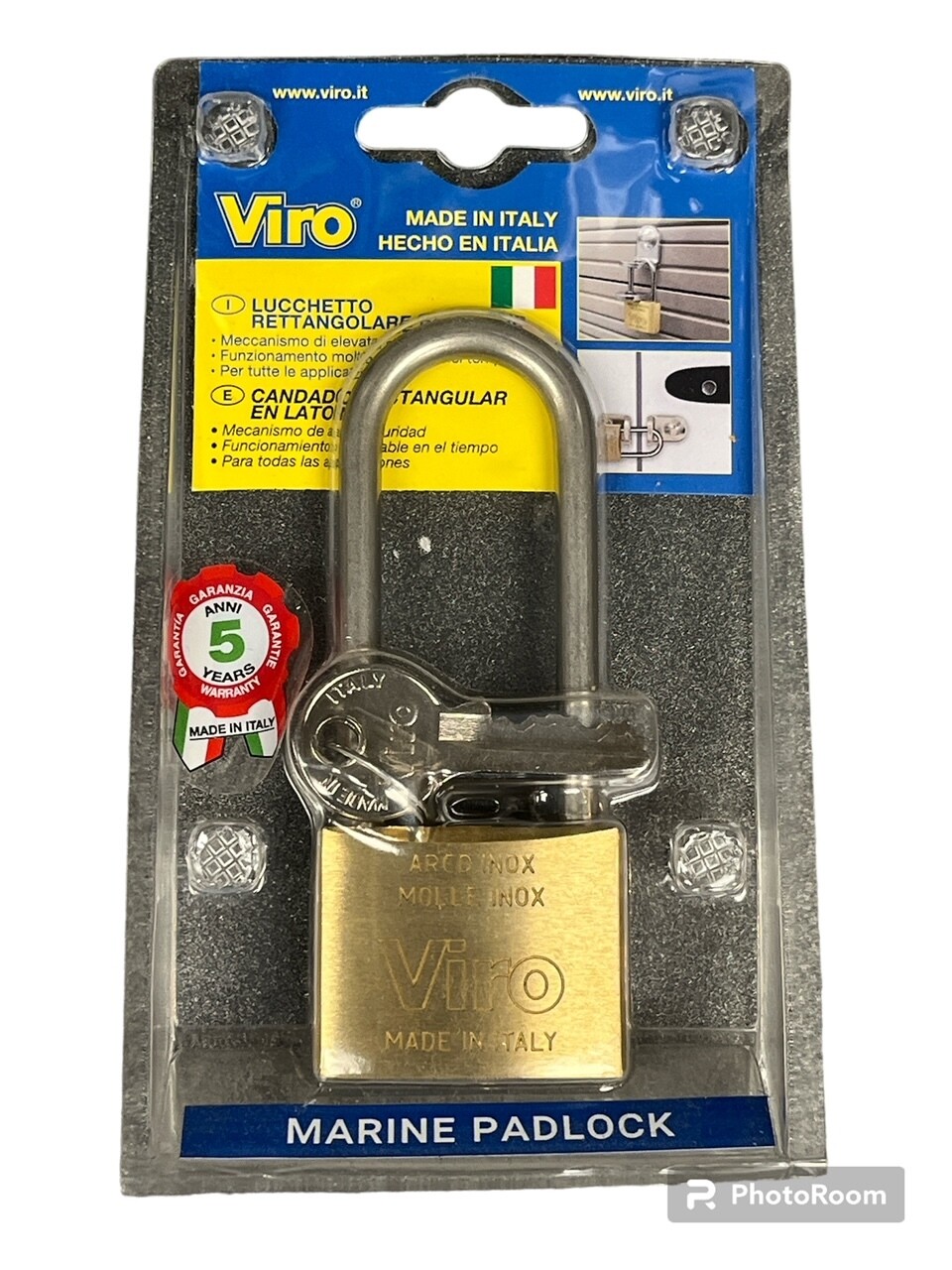 VIRO 40mm Marine Long Shackle Padlock Rust Proof Stainless Steel