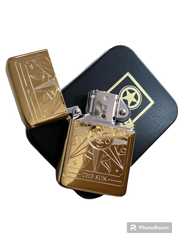 THE SUN tarot card design Lighter Polished Gold Finish