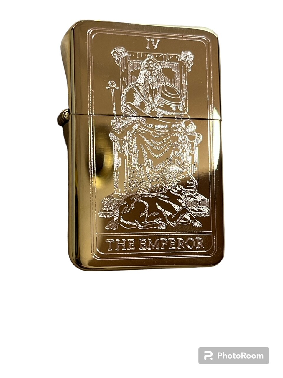 THE EMPEROR tarot card design Lighter Polished Gold Finish