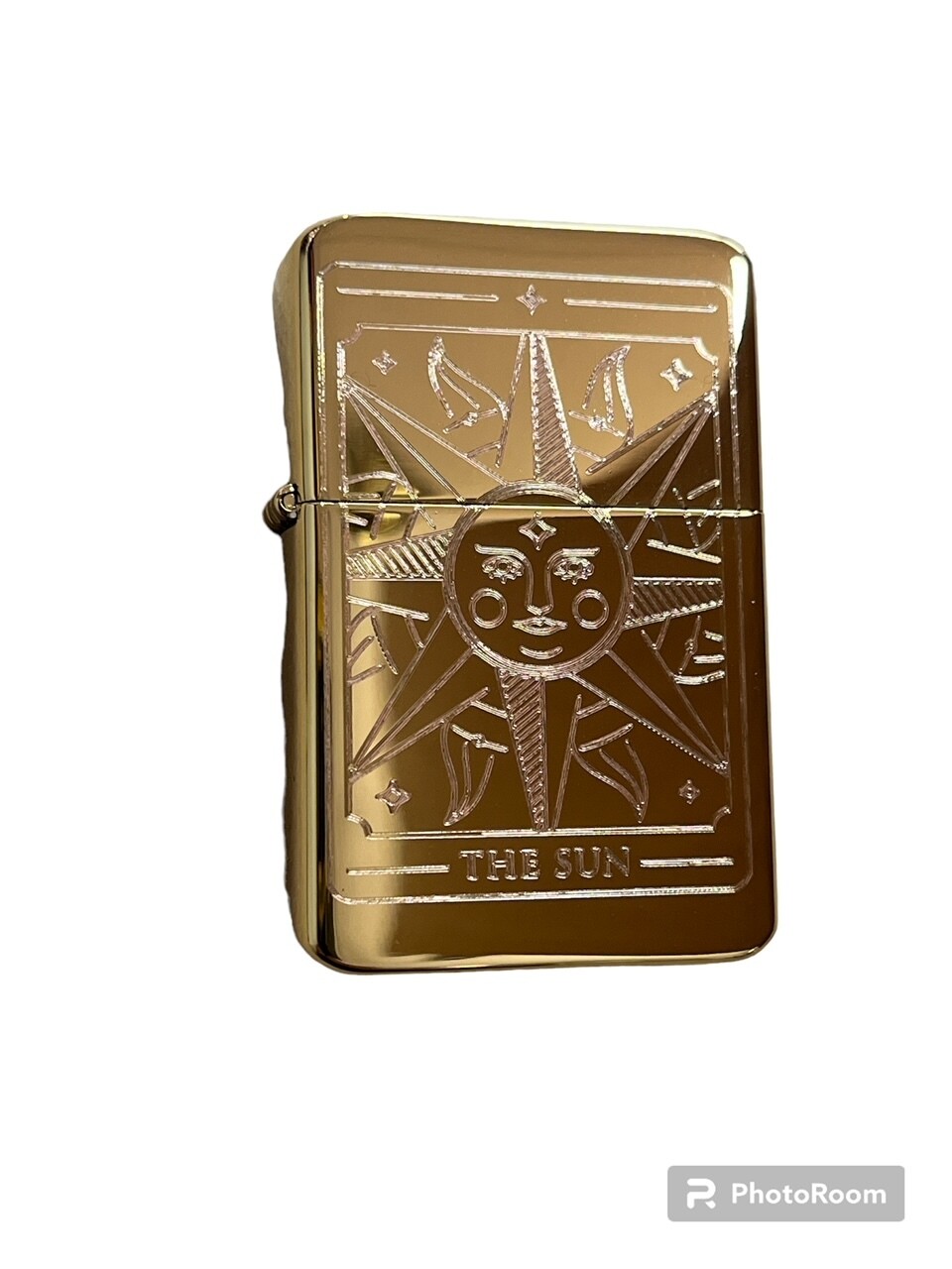 THE SUN tarot card design Lighter Polished Gold Finish