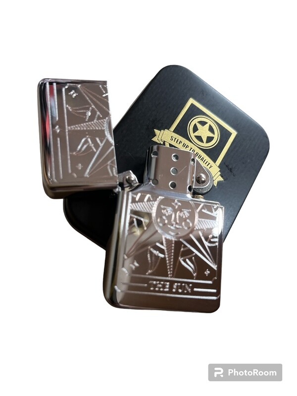 THE SUN tarot card design Lighter Polished Chrome Finish