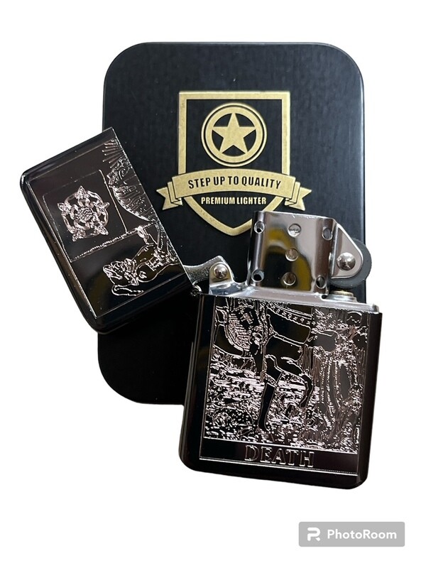 DEATH tarot card design Lighter Black Ice Finish