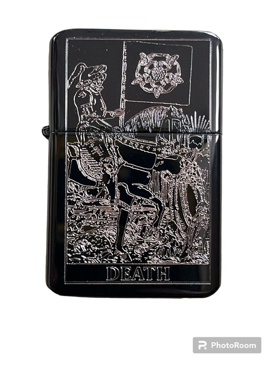 DEATH tarot card design Lighter Black Ice Finish