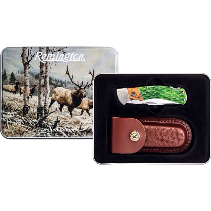 REMINGTON - ROCKY MOUNTAIN ELK Limited Edition Folding Knife +Gift Tin
