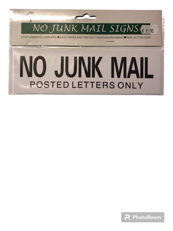 NO JUNK MAIL Sign for door letterbox
