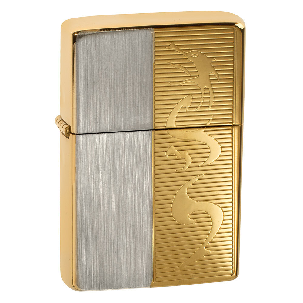 TASMAN Duo Tone Dragon Lighter in Gift Box Brass Collection Premium