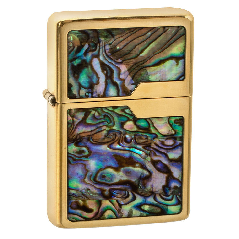 TASMAN Mother of Pearl Inlay Lighter in Gift Box Brass Collection Premium