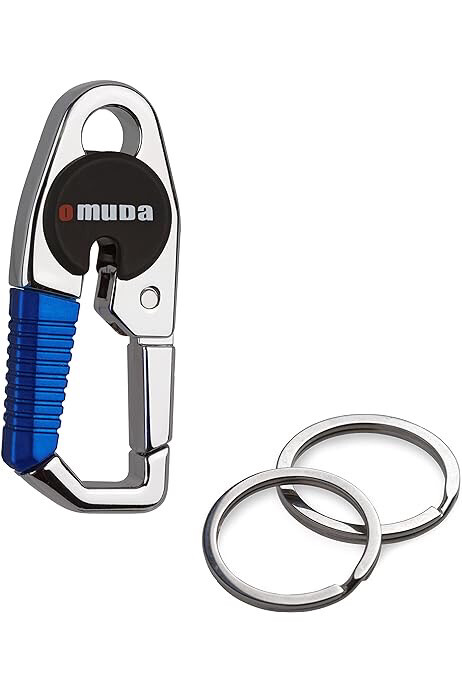 Omuda - Secure Carabiner Keyring (in Red or Blue), Colour: Carabiner Blue