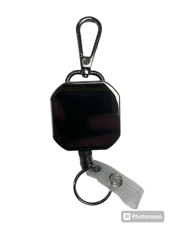 Retractable Key Chain with Steel Wire Rope Recoil and pocket clip + ring