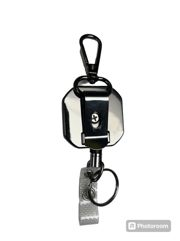 Retractable Key Chain with Steel Wire Rope Recoil and pocket clip + ring